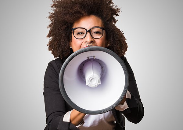 woman using a megaphone